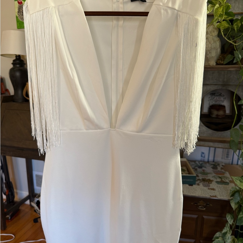 Elegant White Fringe Dress